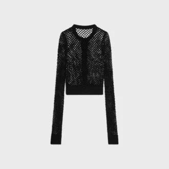 Cardigan in cotone lavorato all’uncinetto