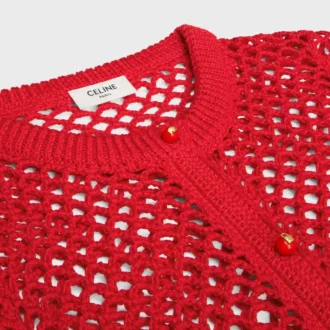 Cardigan in cotone lavorato all’uncinetto