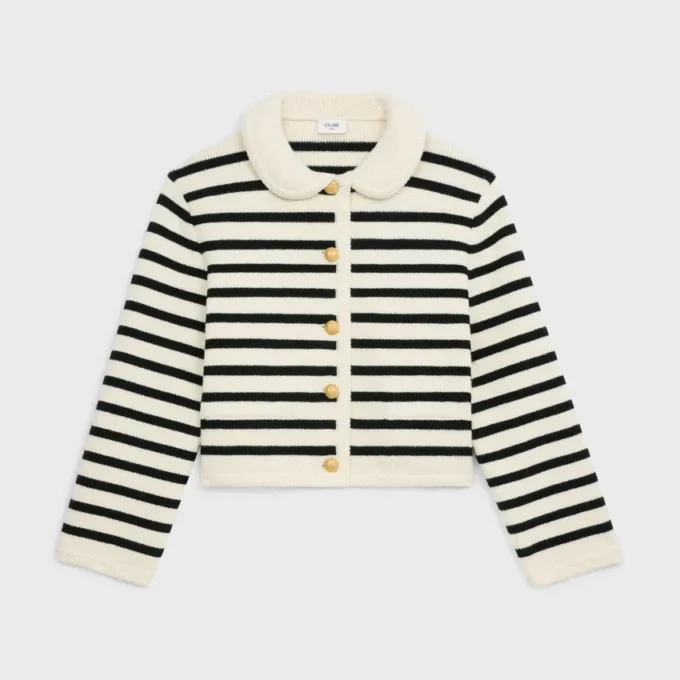 Cardigan in lana a righe