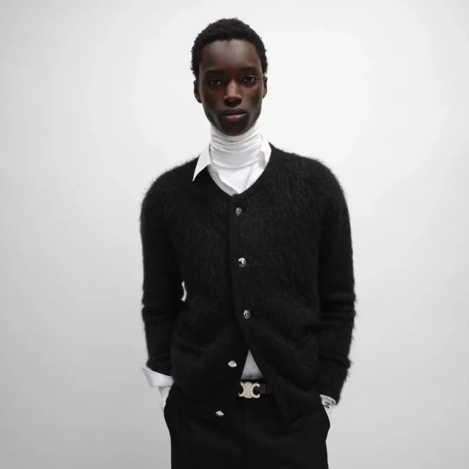 Cardigan in mohair spazzolato