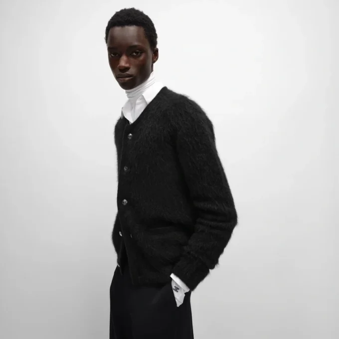 Cardigan in mohair spazzolato