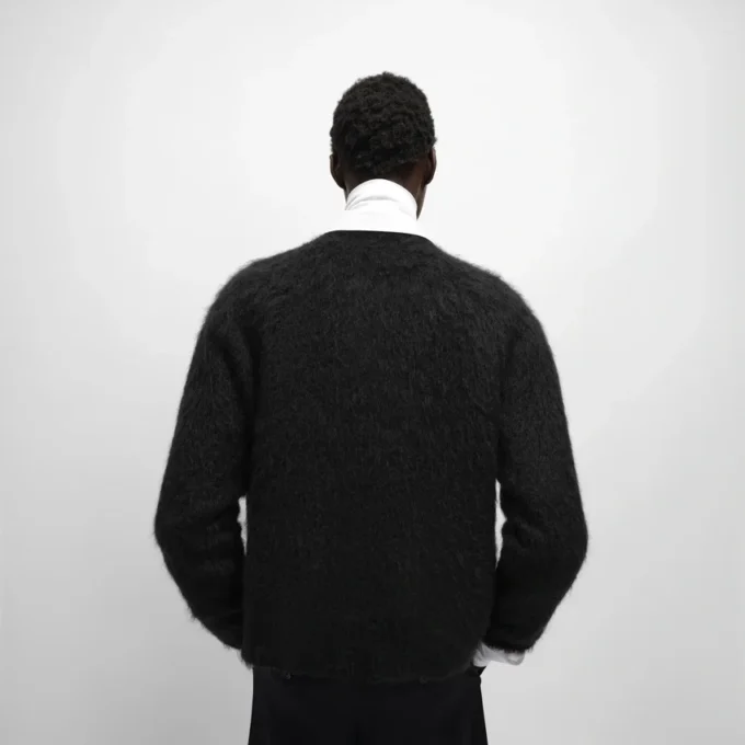 Cardigan in mohair spazzolato