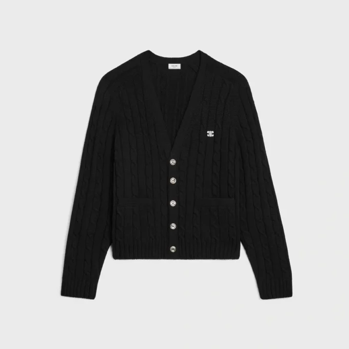 Cardigan Triomphe in cashmere a trecce Cardigan Triomphe in cashmere a trecce