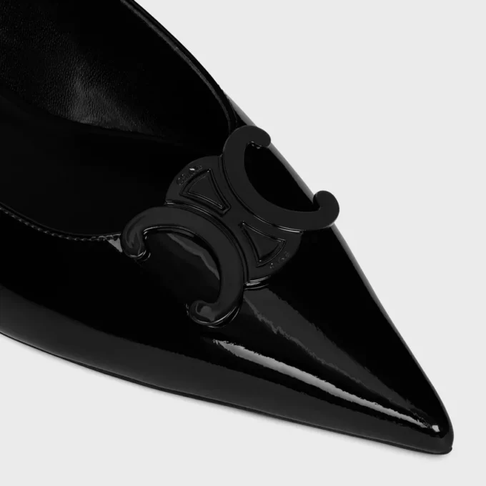 CELINE Alma Triomphe Flat Slingback in pelle di vitello verniciata CELINE Alma Triomphe Flat Slingback in pelle di vitello verniciata
