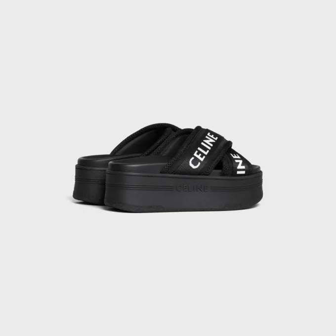 Celine Block Slide in rete, nylon e tessuto con jacquard CELINE Celine Block Slide in rete, nylon e tessuto con jacquard CELINE