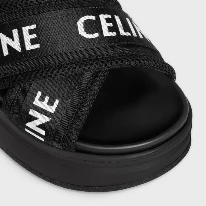 Celine Block Slide in rete, nylon e tessuto con jacquard CELINE Celine Block Slide in rete, nylon e tessuto con jacquard CELINE