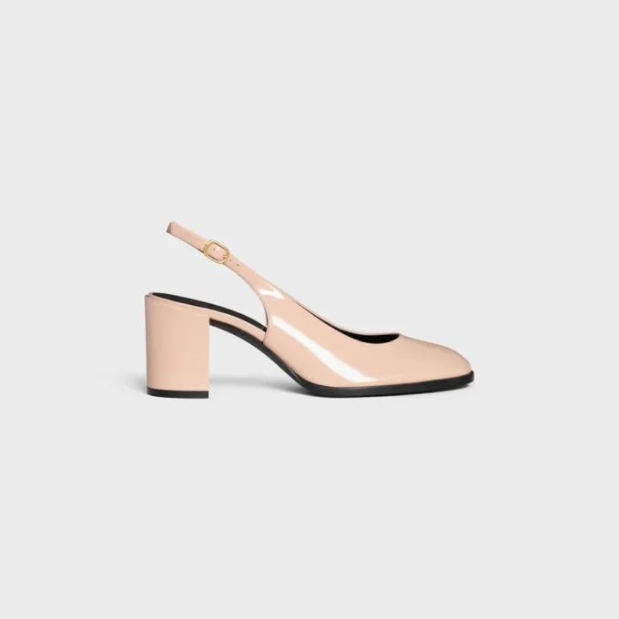 CELINE Lily Slingback Triomphe traforata in pelle di vitello verniciata CELINE Lily Slingback Triomphe traforata in pelle di vitello verniciata