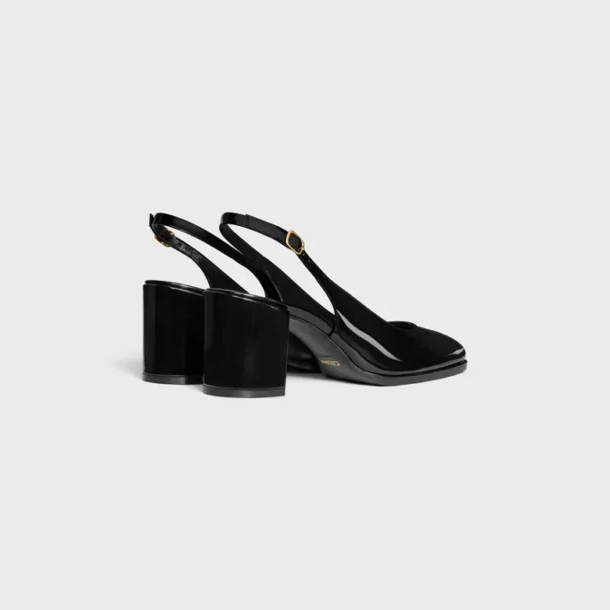 CELINE Lily Slingback Triomphe traforata in pelle di vitello verniciata CELINE Lily Slingback Triomphe traforata in pelle di vitello verniciata