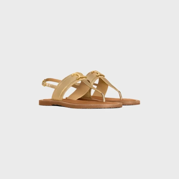 CELINE Lympia Triomphe Thong in pelle di vitello laminata CELINE Lympia Triomphe Thong in pelle di vitello laminata