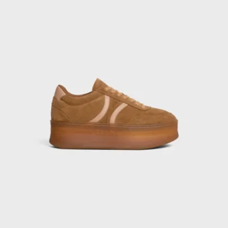 CELINE – Sneakers con Block, parte posteriore Triomphe e suola a zeppa in pelle di vitello scamosciata e pelle di vitello