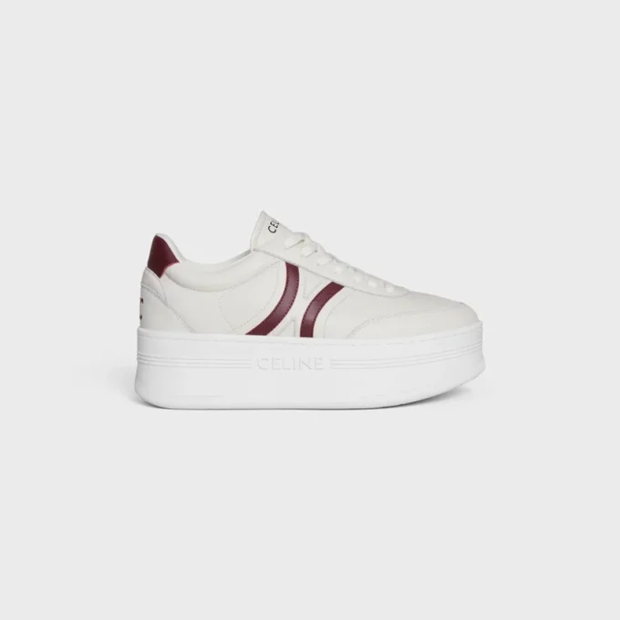 CELINE – Sneakers con Block, parte posteriore Triomphe e suola con zeppa in pelle di vitello CELINE – Sneakers con Block, parte posteriore Triomphe e suola con zeppa in pelle di vitello