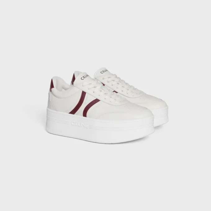 CELINE – Sneakers con Block, parte posteriore Triomphe e suola con zeppa in pelle di vitello CELINE – Sneakers con Block, parte posteriore Triomphe e suola con zeppa in pelle di vitello