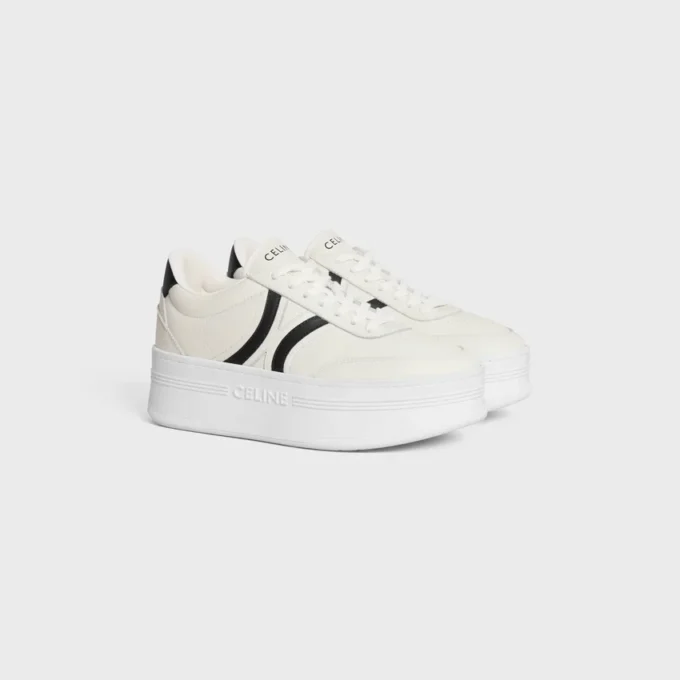 CELINE – Sneakers con Block, parte posteriore Triomphe e suola con zeppa in pelle di vitello CELINE – Sneakers con Block, parte posteriore Triomphe e suola con zeppa in pelle di vitello