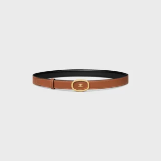 Cintura CELINE Alix reversibile media da 25 mm in pelle di vitello Taurillon e naturale