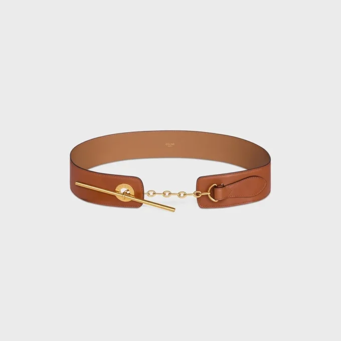 Cintura CELINE con disco grande da 50 mm in morbida pelle di vitello naturale Cintura CELINE con disco grande da 50 mm in morbida pelle di vitello naturale