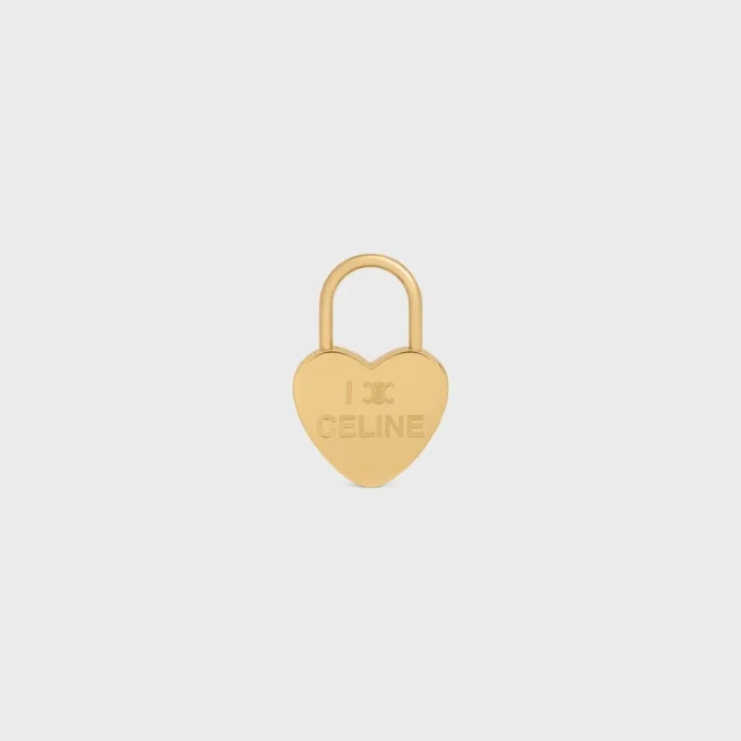 Ciondolo a forma di cuore con lucchetto in ottone con finitura dorata Ciondolo a forma di cuore con lucchetto in ottone con finitura dorata