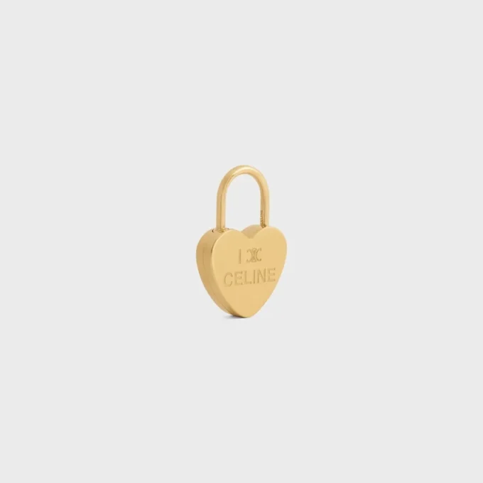 Ciondolo a forma di cuore con lucchetto in ottone con finitura dorata Ciondolo a forma di cuore con lucchetto in ottone con finitura dorata