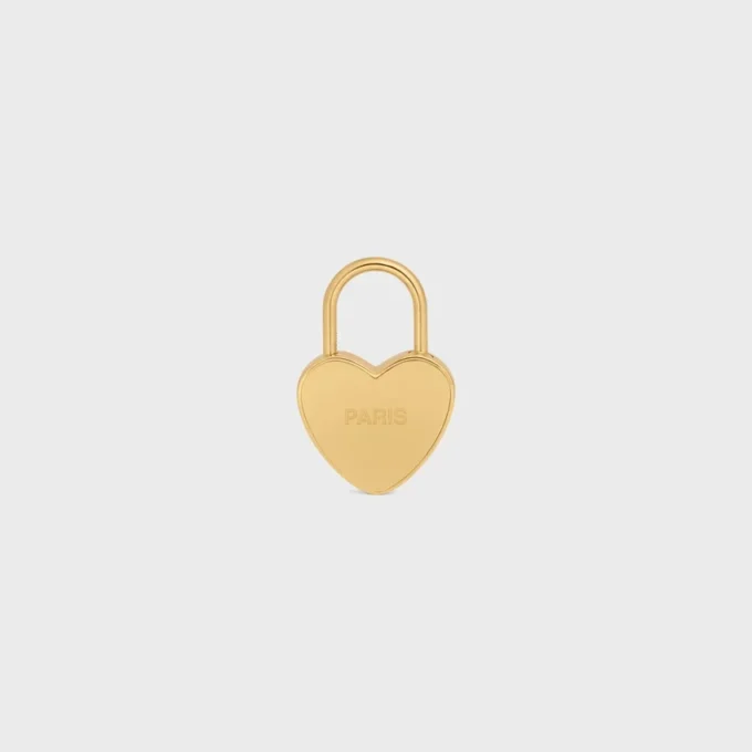 Ciondolo a forma di cuore con lucchetto in ottone con finitura dorata Ciondolo a forma di cuore con lucchetto in ottone con finitura dorata