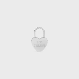 Ciondolo a forma di lucchetto a cuore in ottone con finitura in rodio