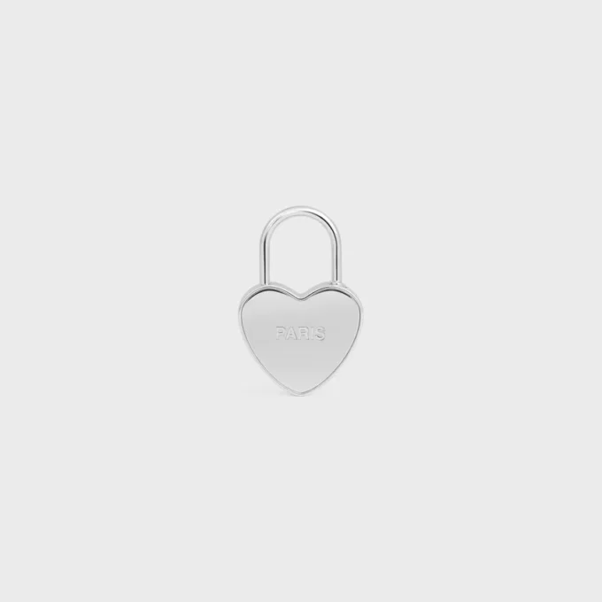 Ciondolo a forma di lucchetto a cuore in ottone con finitura in rodio Ciondolo a forma di lucchetto a cuore in ottone con finitura in rodio