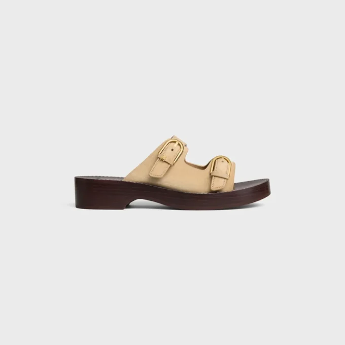 Cleo – Sandalo a doppio cinturino in pelle di vitello scamosciata Cleo – Sandalo a doppio cinturino in pelle di vitello scamosciata
