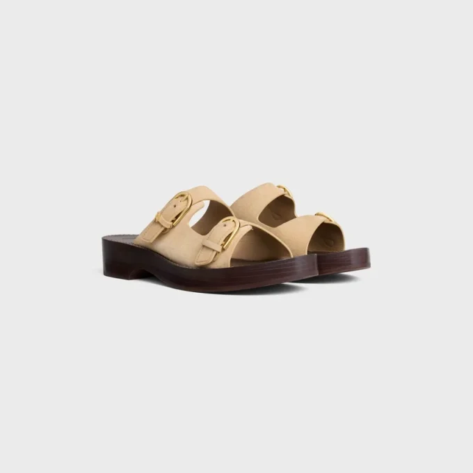 Cleo – Sandalo a doppio cinturino in pelle di vitello scamosciata Cleo – Sandalo a doppio cinturino in pelle di vitello scamosciata