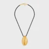 Collana CELINE Dafila Shell in ottone con finitura dorata e seta