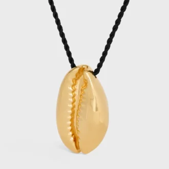 Collana CELINE Dafila Shell in ottone con finitura dorata e seta
