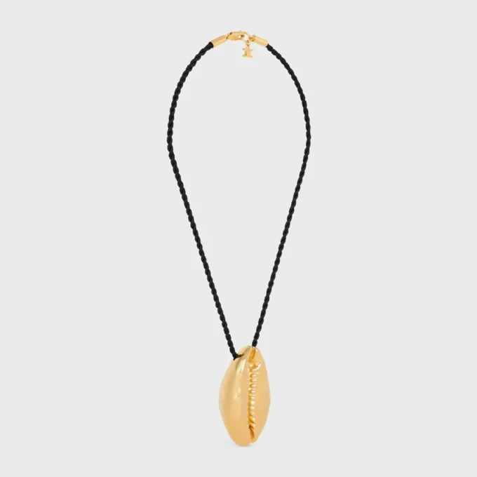 Collana CELINE Dafila Shell in ottone con finitura dorata e seta