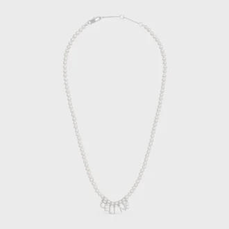 Collana CELINE Monochroms in perle di vetro e ottone con finitura in rodio