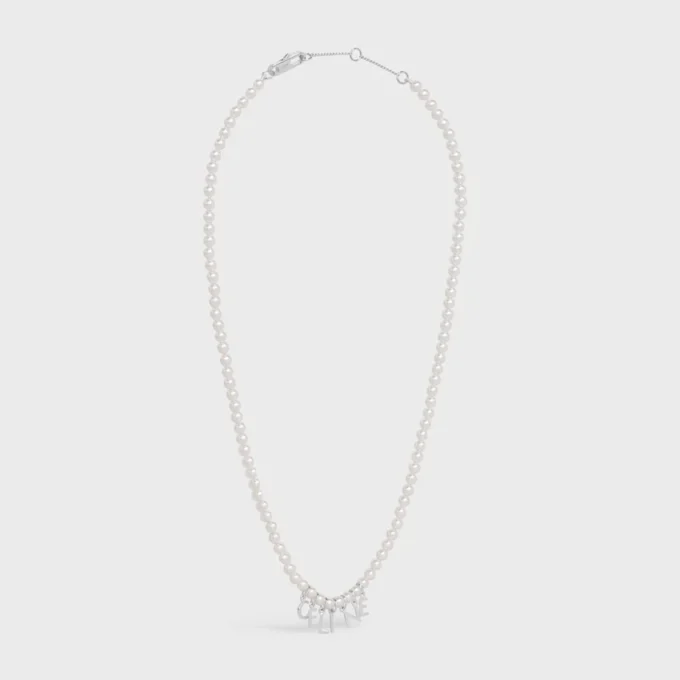 Collana CELINE Monochroms in perle di vetro e ottone con finitura in rodio Collana CELINE Monochroms in perle di vetro e ottone con finitura in rodio