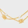 Collana doppia Triomphe Pearl in ottone con finitura dorata e perle in resina Collana doppia Triomphe Pearl in ottone con finitura dorata e perle in resina