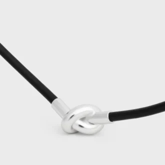Collana Knot in pelle di vitello e ottone con finitura in rodio