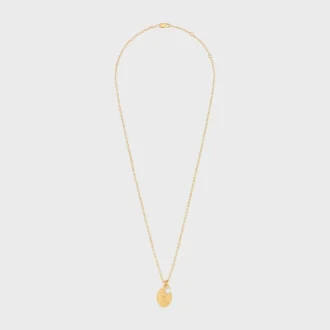 Collana Les Perles CELINE con medaglia in resina perlata e ottone con finitura dorata