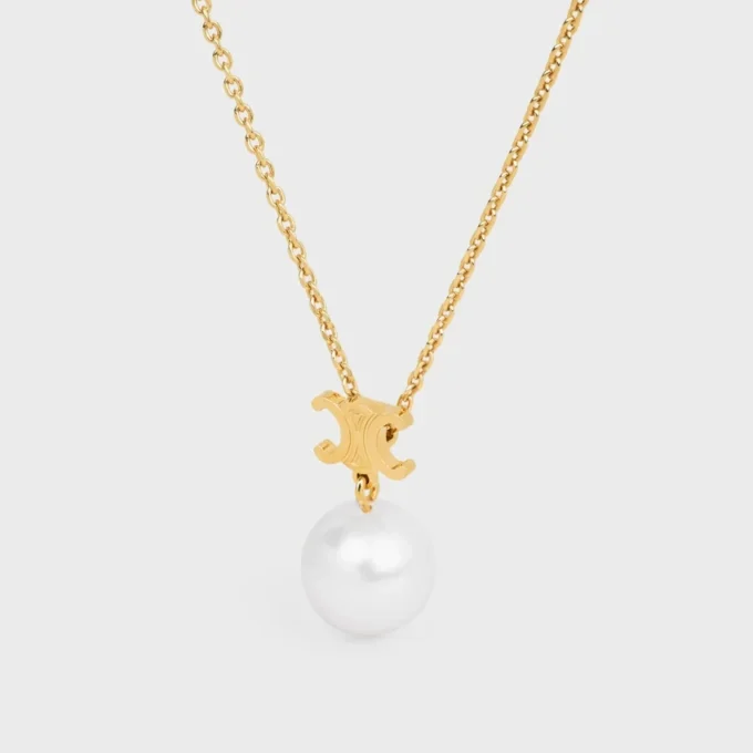 Collana Les Perles CELINE in perle di resina e ottone con finitura dorata Collana Les Perles CELINE in perle di resina e ottone con finitura dorata
