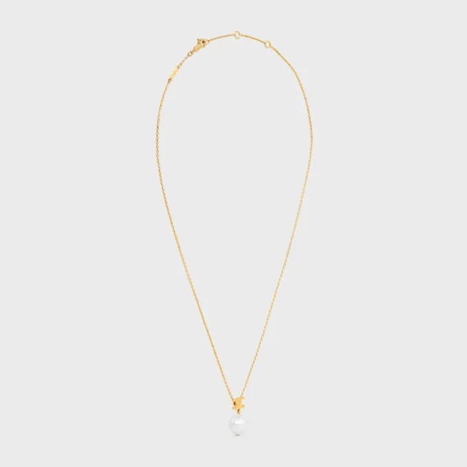 Collana Les Perles CELINE in perle di resina e ottone con finitura dorata Collana Les Perles CELINE in perle di resina e ottone con finitura dorata