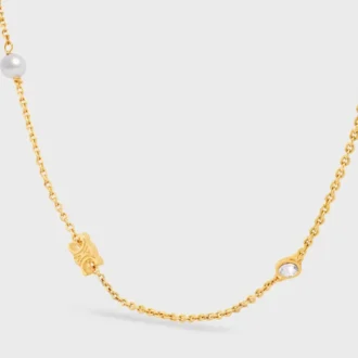 Collana Les Perles CELINE in strass, perle in resina e ottone con finitura dorata
