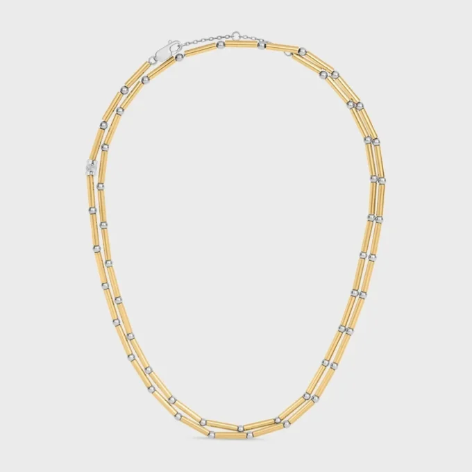 Collana lunga con ciondoli in ottone con finitura in oro e rodio Collana lunga con ciondoli in ottone con finitura in oro e rodio