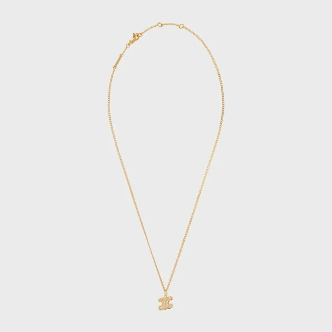 Collana Triomphe con strass in ottone con finitura dorata e cristalli Collana Triomphe con strass in ottone con finitura dorata e cristalli