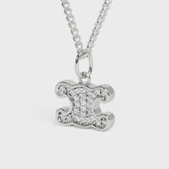 Collana Triomphe con strass in ottone con finitura in rodio e cristalli