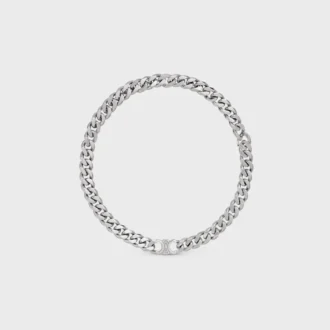 Collana Triomphe Gourmette in ottone con finitura in rodio