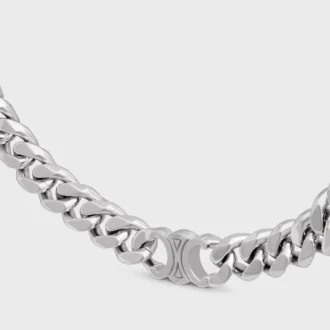 Collana Triomphe Gourmette in ottone con finitura in rodio