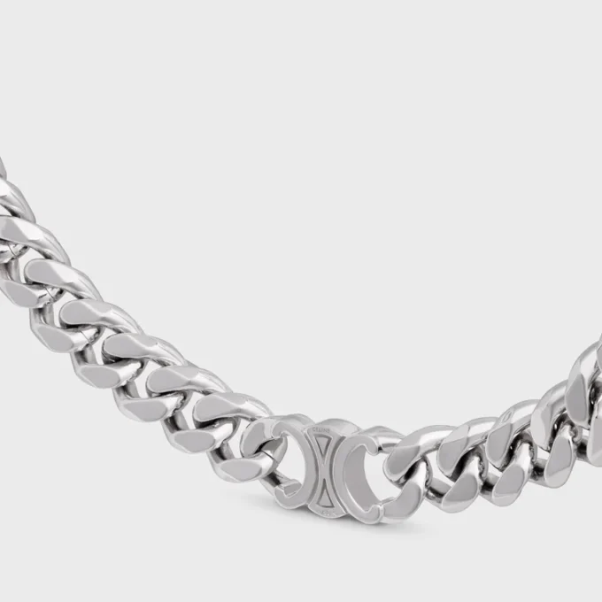 Collana Triomphe Gourmette in ottone con finitura in rodio Collana Triomphe Gourmette in ottone con finitura in rodio