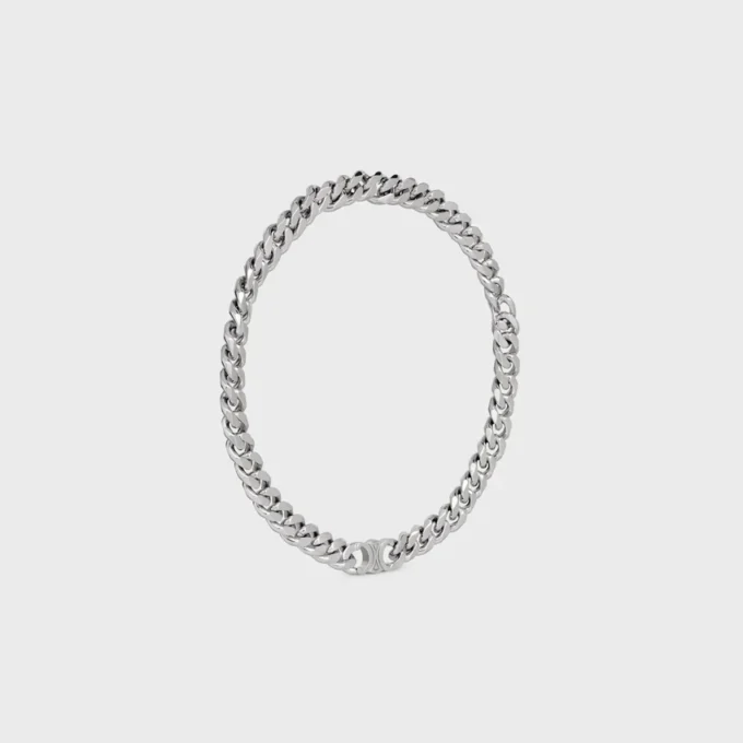 Collana Triomphe Gourmette in ottone con finitura in rodio Collana Triomphe Gourmette in ottone con finitura in rodio