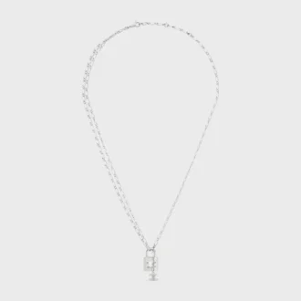 Collana Triomphe Lock in ottone con finitura in rodio