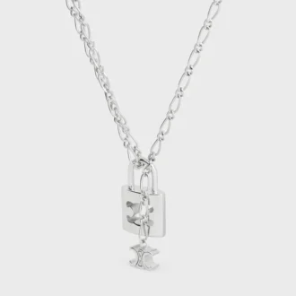 Collana Triomphe Lock in ottone con finitura in rodio