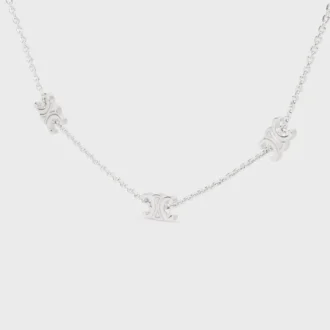 Collana Triomphe Mini Triomphe in ottone con finitura in rodio