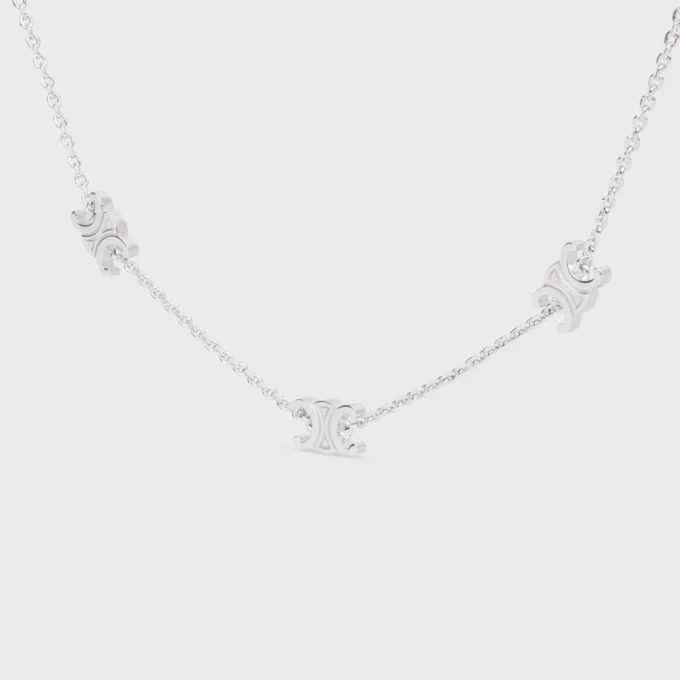 Collana Triomphe Mini Triomphe in ottone con finitura in rodio