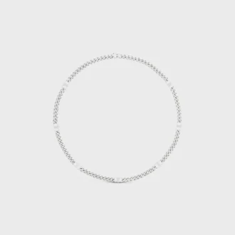 Collana Triomphe Small Gourmette in ottone con finitura in rodio
