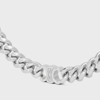 Collana Triomphe Small Gourmette in ottone con finitura in rodio